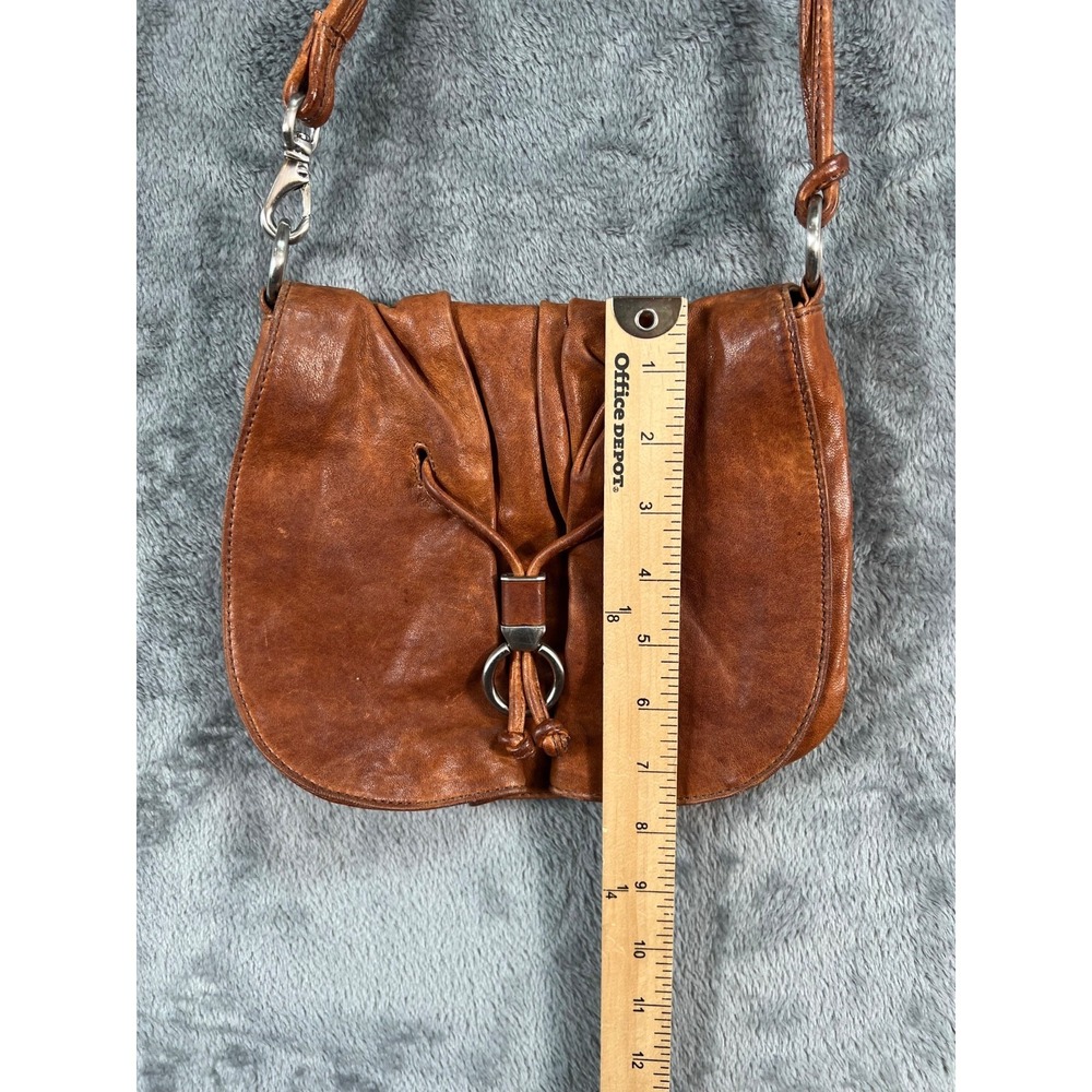 Vintage Cole Haan Leather Crossbody Purse Cognac Brown Saddle Bag Boho Western - Picture 4 of 10